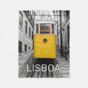 Couverture Polaire Lisbonne Portugal Retro Tramway Souvenir Vintage