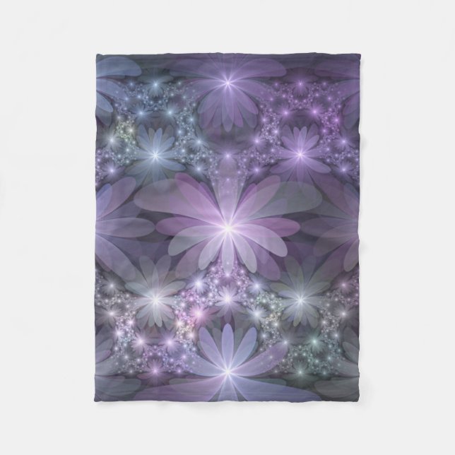 Couverture Polaire Lit de fleurs tendance brillant art fractal abstra (Devant)