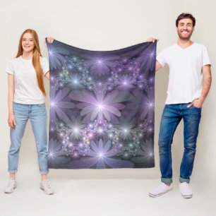 Couverture Polaire Lit de fleurs tendance brillant art fractal abstra