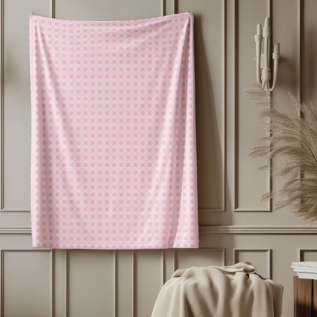 Couverture Polaire Lit rose léger À damiers usage quotidien (Lightweight Pink Plaid Checkered Everyday Use Fleece Blanket)