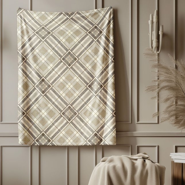 Couverture Polaire Literie Brown en ivoire contemporaine Motifs subti (Contemporary Brown Ivory Bedding Subtle Patterns Fleece Blanket)