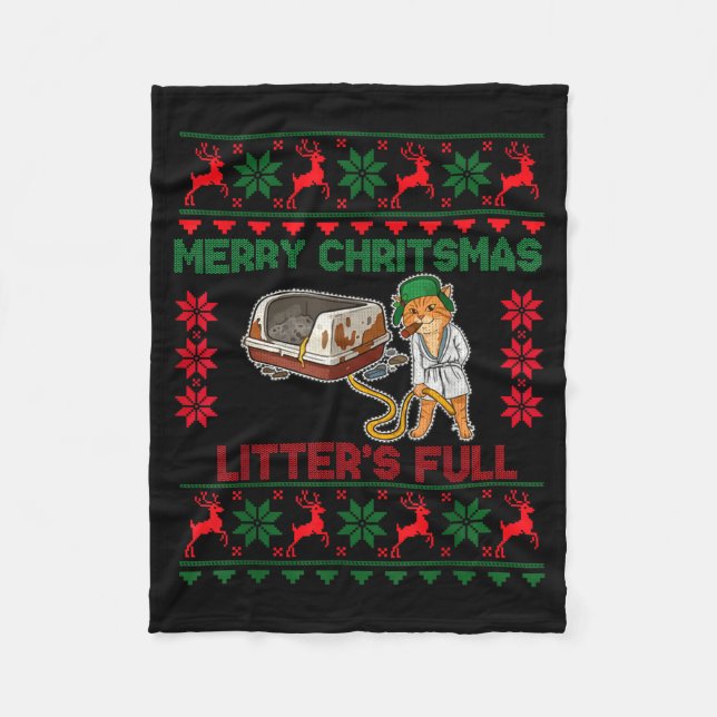 Couverture Polaire Litter's Full Merry Christmas Funny Cat Lover Ugly (Devant)