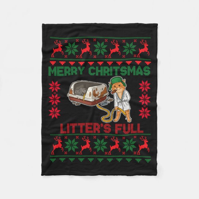 Couverture Polaire Litter's Full Merry Christmas Funny Cat Lover Ugly (Devant)