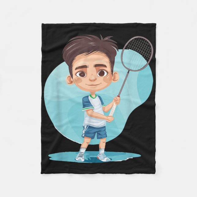 Couverture Polaire Little Badminton Player Shuttle Game For Boys  (Devant)