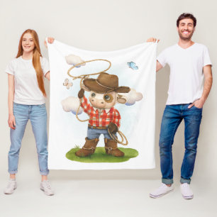 Couverture Polaire Little Cowboy Cute Bull