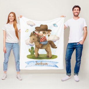 Couverture Polaire Little Cowboy Cute Bull