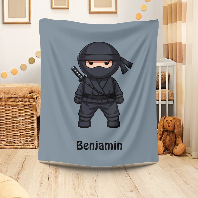 Couverture Polaire Little Ninja Custom Name Grey (Créateur téléchargé)