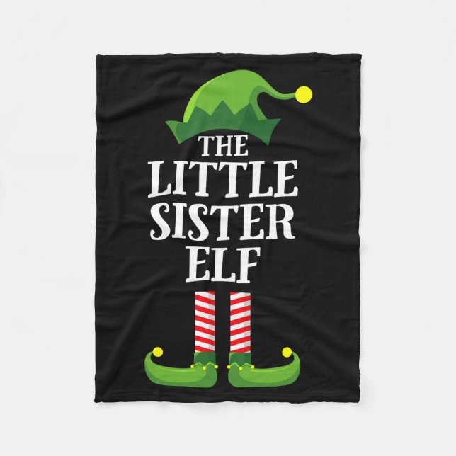 Couverture Polaire Little Sister Elf Matching Family Group Christmas  (Devant)