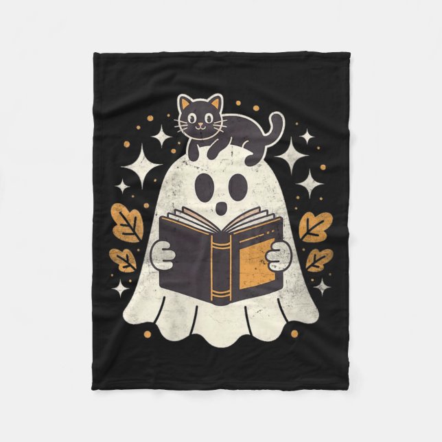 Couverture Polaire Livre de lecture fantôme pour femmes Halloween Bib (Devant)