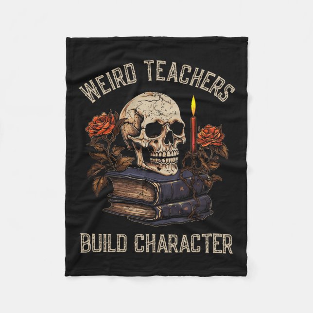 Couverture Polaire Livre de squelette Crâne floral Halloween Enseigna (Devant)