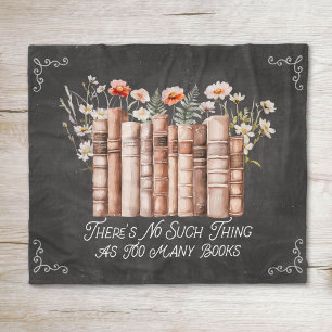 Couverture Polaire Livres avec Fleurs et Citation sur Tableau Noir