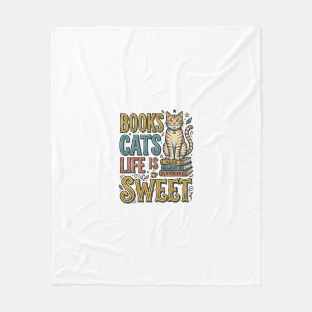 Couverture Polaire Livres Chats La Vie Est Douce Design Pour Lectrice (Devant)
