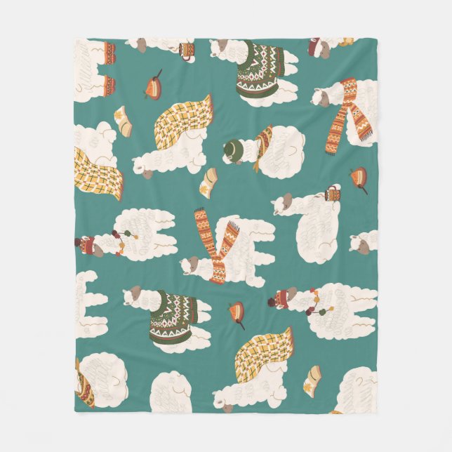 Couverture Polaire Llama Alpaca Sweater Motif sans couture. (Devant)