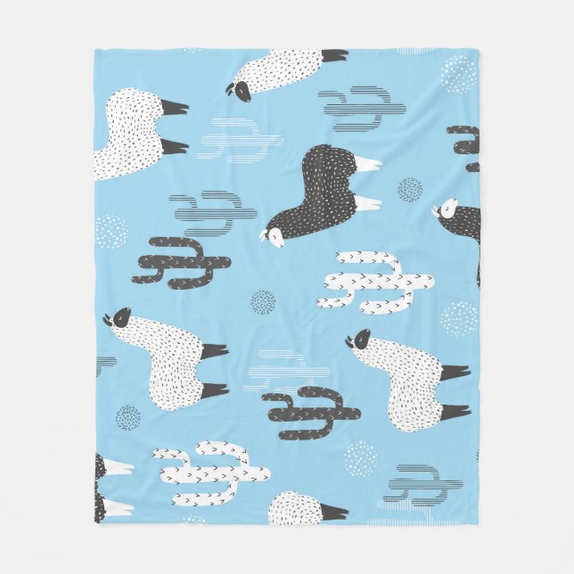 Couverture Polaire Llama et cactus, motif mignon. (Devant)
