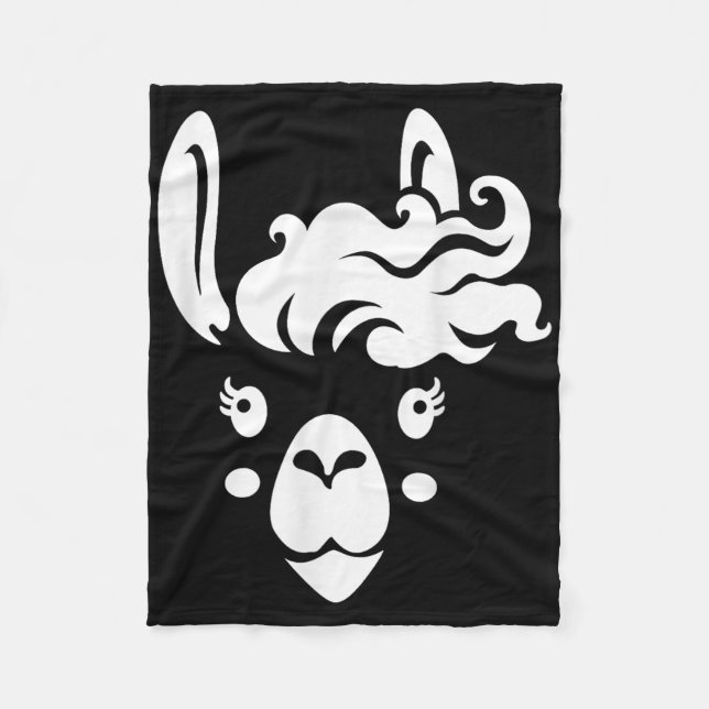 Couverture Polaire Llama Face Eyelashes Costume Halloween Coiffure (Devant)