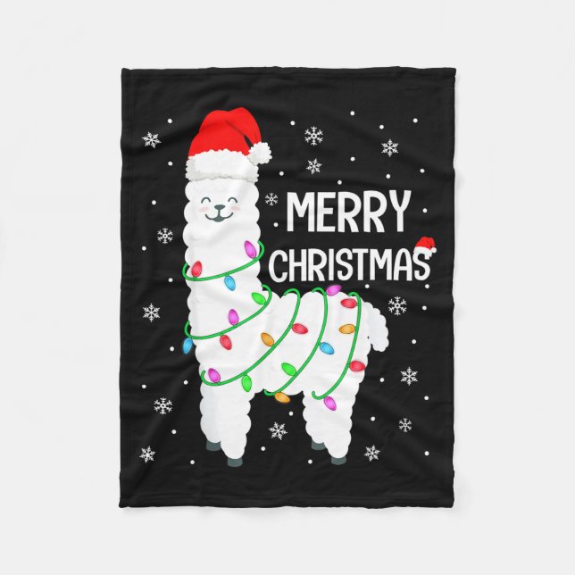 Couverture Polaire Llama Merry Christmas Kids Funny Llama Christmas L (Devant)