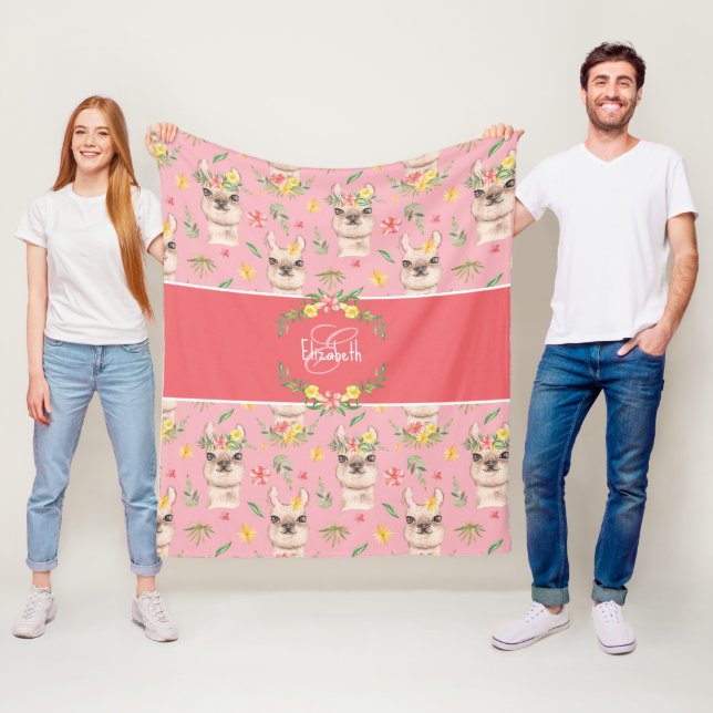 Couverture Polaire Llama rose mignonne Motif pour petites filles (En situation)