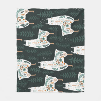 Couverture Polaire Llamas Florales Cute Texture Vintage