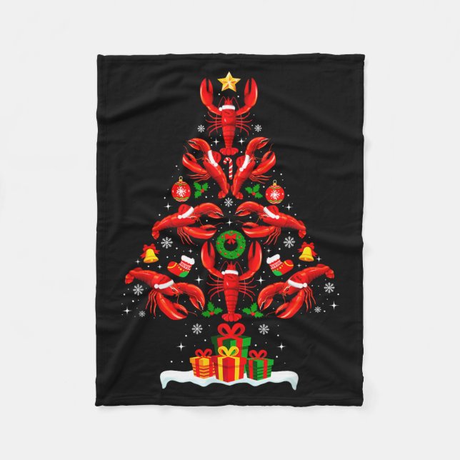 Couverture Polaire Lobster Christmas Tree Lights Santa Hat Funny Xmas (Devant)