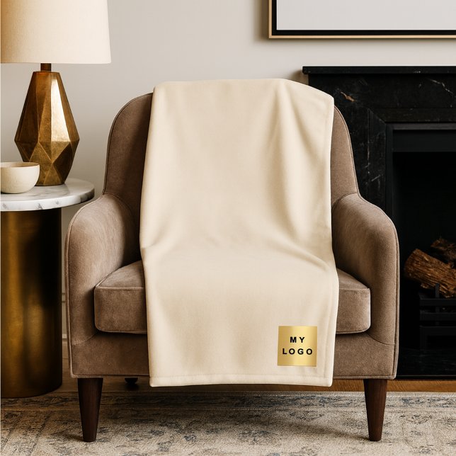 Couverture Polaire logo d'entreprise crème beige cadeau d'entreprise  (Créateur téléchargé)