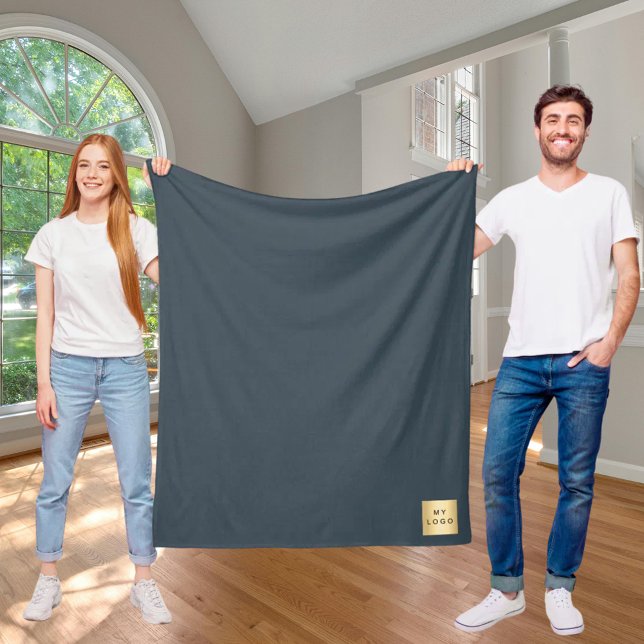 Couverture Polaire Logo d'entreprise gris charbon personnalisé cadeau (Créateur téléchargé)