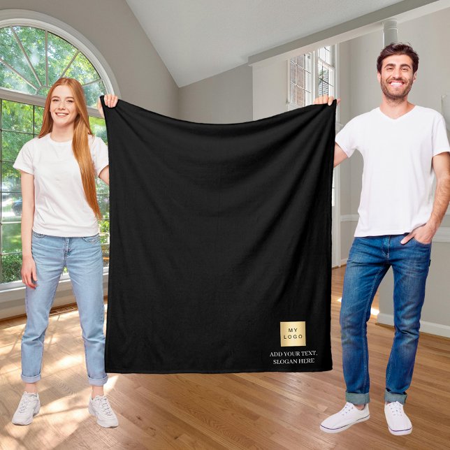 Couverture Polaire Logo d'entreprise noir cadeau personnalisé (Créateur téléchargé)