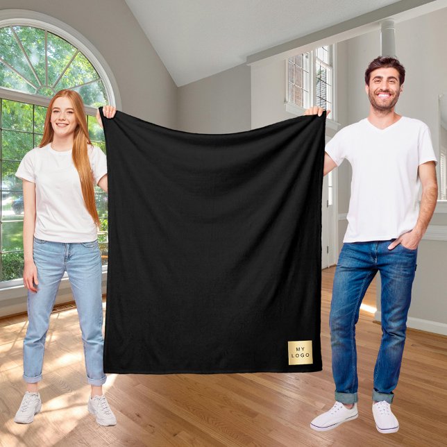 Couverture Polaire logo d'entreprise noir cadeau personnalisé d'entre (Créateur téléchargé)