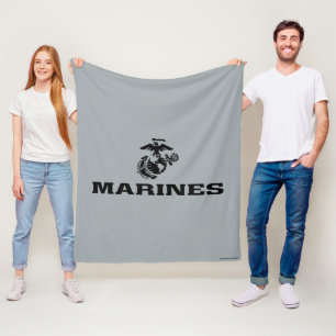 Couverture Polaire Logo en noir empilé USMC