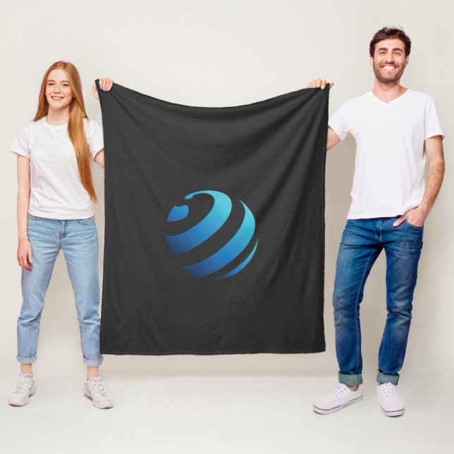 Couverture Polaire logo noir et bleu avec vague dessus (En situation)