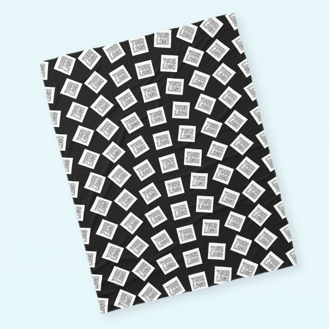Couverture Polaire Logo unique ou Motif d'image | Noir (modifiable) (Créateur téléchargé)