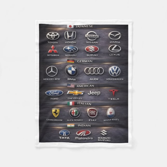 Couverture Polaire Logos de Marques Automobiles Mondiales Plaid (Devant)