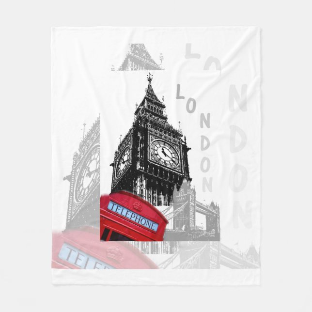 Couverture Polaire London Big Ben Red Téléphone (Devant)