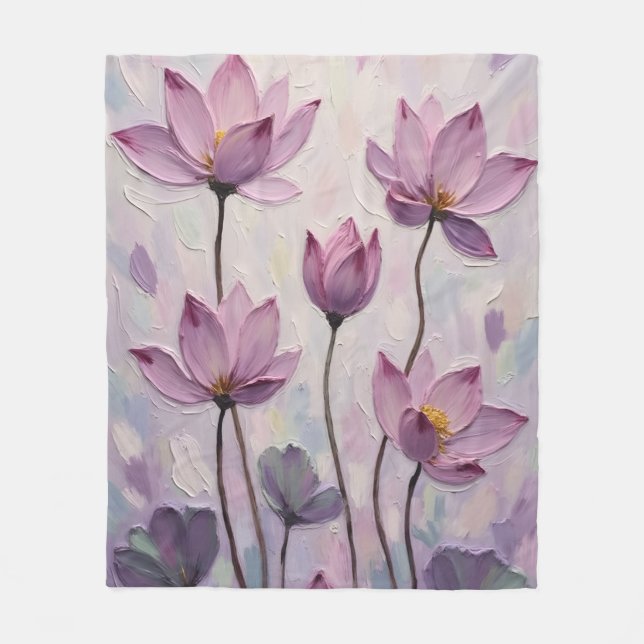 Couverture Polaire Lotus – Peinture à l'huile (Devant)