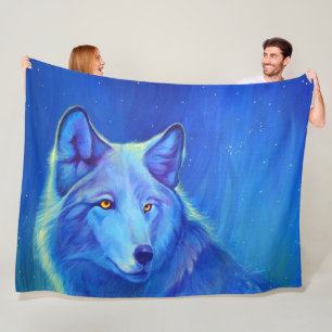 Couverture Polaire L'ouatine bleue de loup couvre les cadeaux uniques