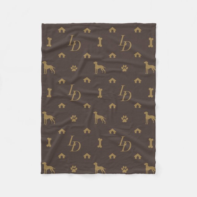 Couverture Polaire Louis Doberman Silhouette Monogram Chien de luxe (Devant)