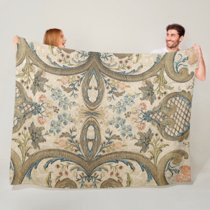 Couverture Polaire Louis XV Blanche Fleece Florale