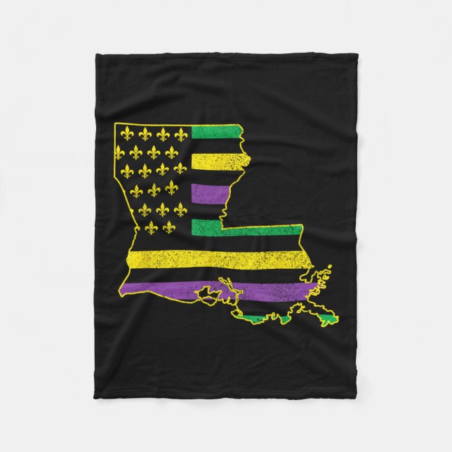 Couverture Polaire Louisiana American Flag State Map Pride Nola Mardi (Devant)