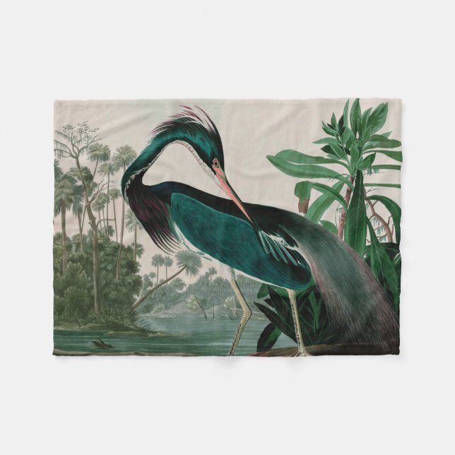Couverture Polaire Louisiana Heron Birds of America Audubon Imprimer (Devant (Horizontal))