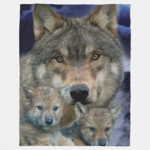 Couverture Polaire LOUP avec 2 CUBS