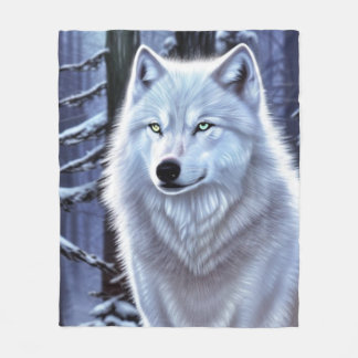 Couverture Polaire Loup Blanc Dans La Forêt De Neige
