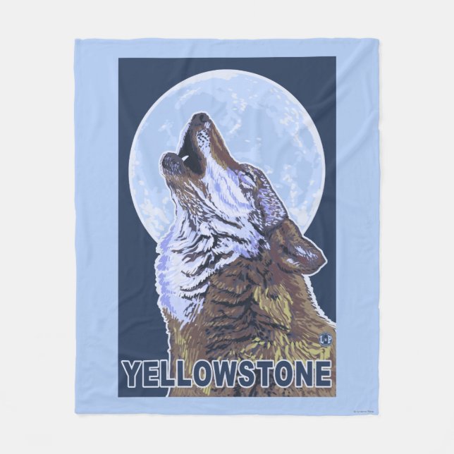 Couverture Polaire Loup de YellowstoneHowling (Devant)