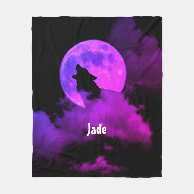 Couverture Polaire Loup hurleur personnalisé (Devant)