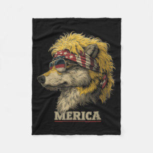 Couverture Polaire Loup - Joyeux 4 juillet Drapeau américain Fête des