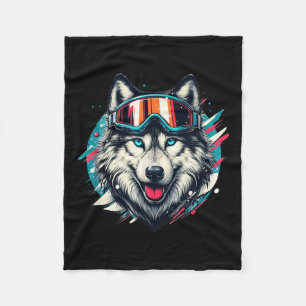 Couverture Polaire Loup portant des lunettes de ski snowboard Loup sk