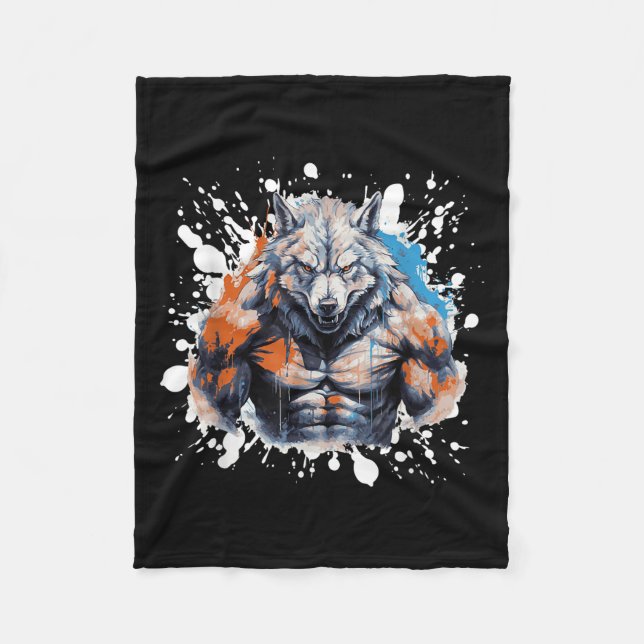 Couverture Polaire Loup Workout Gym Fighter Bodybuilder  (Devant)
