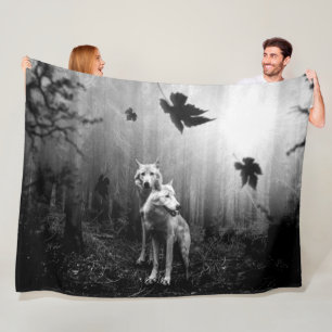 Couverture Polaire Loups Merveilleux Noir et Blanc Nous Laissent Seul