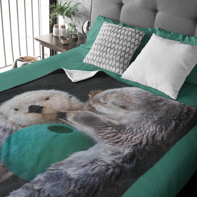 Couverture Polaire Loutres de mer mignonnes et joueuses (In Situ Bed)