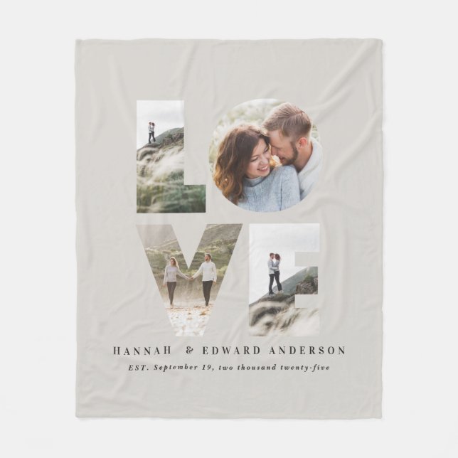 Couverture Polaire Love 4 photo simple moderne cadeau personnalisé (Devant)