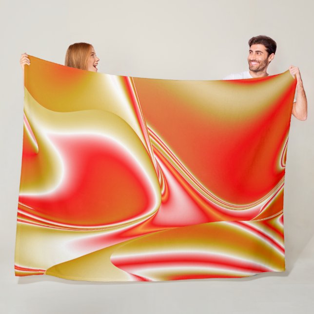 Couverture Polaire Love and Gold Abstrait 3D Rainbowart (En situation)