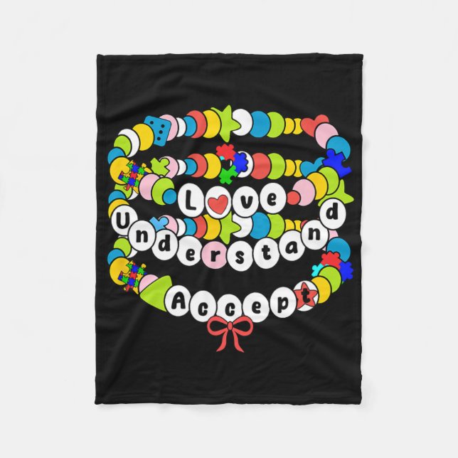 Couverture Polaire Love Awareness Understanding Autism Accept Autism  (Devant)